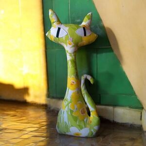 Mid Century Modern Cat Pillow, MCM Decor, Plush Cat, Atomic Cat Vintage …